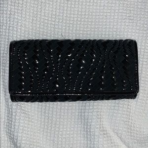 New Cole Haan Black Woven Leather Clutch